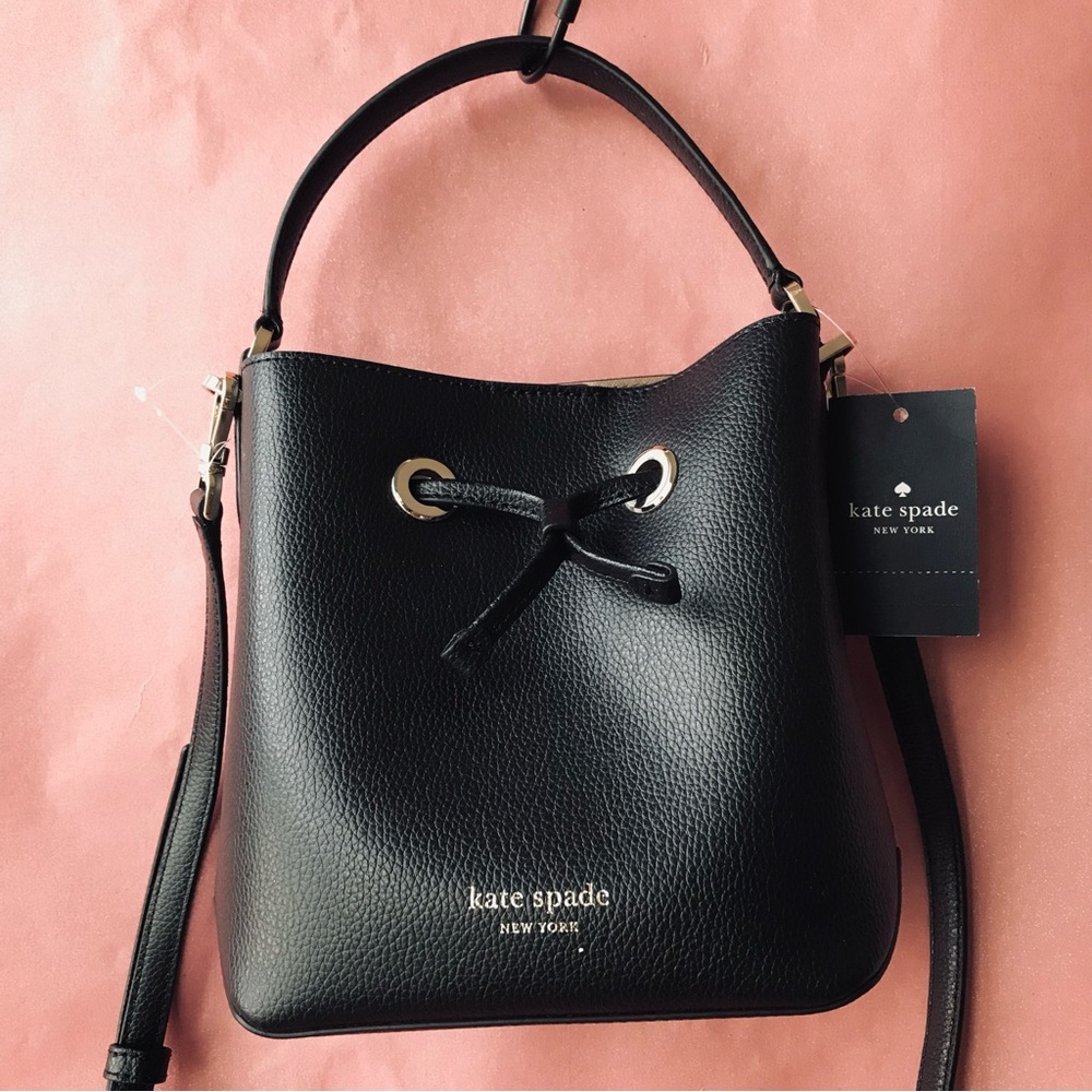 Kate Spade Eva Small Bucket Bag Black Shoulder Crossbody Leather - Picture 2 of 12